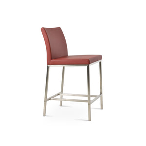 Soho Concept Aria Metal Barstools & Counterstools - Stylish Leatherette, 2-year Warranty, Modern Design, 300 Lbs Capacity Red  Soho-concept-dining-chair-07418