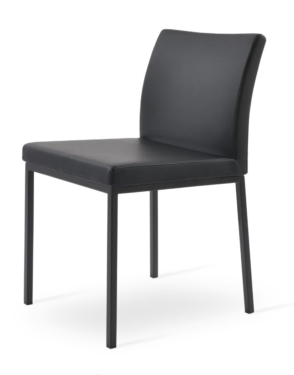 Soho Concept Aria Metal Dining Chair - Stylish Leatherette Upholstered Seat With Adjustable Chrome & Brass Finish Black  Soho-concept-dining-chair-00422