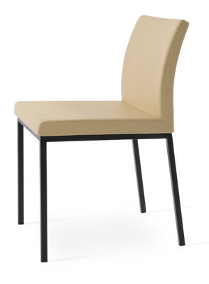 Soho Concept Aria Metal Dining Chair - Stylish Leatherette Upholstered Seat With Adjustable Chrome & Brass Finish Black  Soho-concept-dining-chair-00424