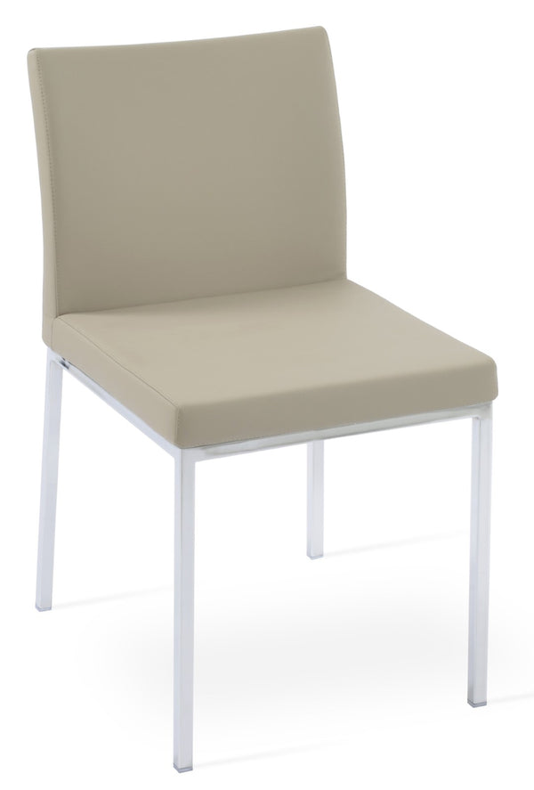 Soho Concept Aria Metal Dining Chair - Stylish Leatherette Upholstered Seat With Adjustable Chrome & Brass Finish Chrome  Soho-concept-dining-chair-00426