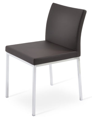 Soho Concept Aria Metal Dining Chair - Stylish Leatherette Upholstered Seat With Adjustable Chrome & Brass Finish Chrome,Brown  Soho-concept-dining-chair-00420