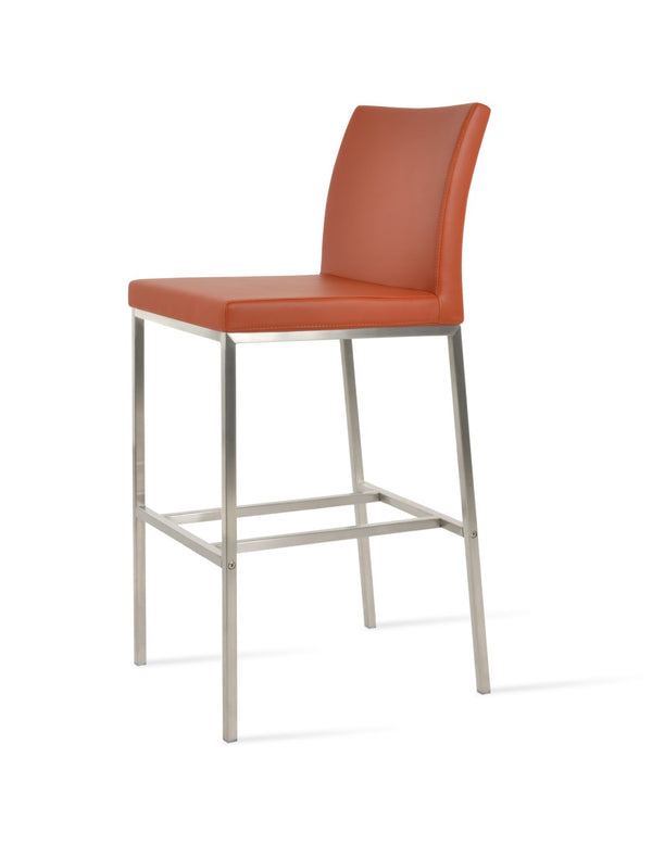 Soho Concept Aria Metal Barstools & Counterstools - Stylish Leatherette, 2-year Warranty, Modern Design, 300 Lbs Capacity Cinnamon  Soho-concept-dining-chair-07417