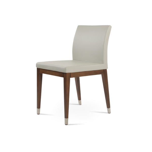 Soho Concept Aria Flat Chair - Stylish Leatherette Dining Chair With Chrome Base, 2-year Guarantee, Light Grey Light Grey  Soho-concept-dining-chair-00457
