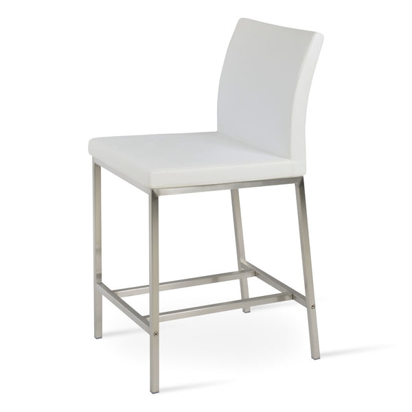 Soho Concept Aria Flat Chair - Stylish Leatherette Dining Chair With Chrome Base, 2-year Guarantee, Light Grey White  Soho-concept-dining-chair-00458