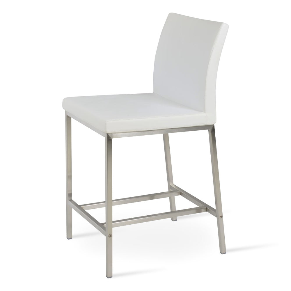 Soho Concept Aria Flat Barstools & Counterstools - Stylish Soft Grey Leatherette, 2-year Guarantee, Chrome Base White  Soho-concept-dining-chair-10354