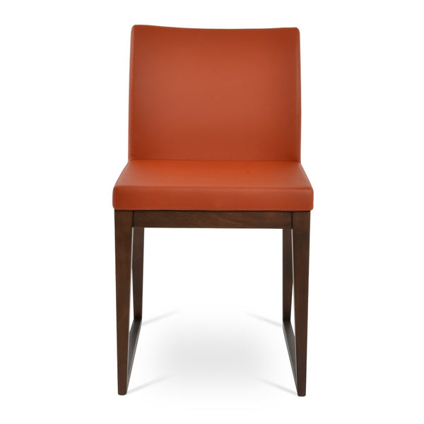 Soho Concept Aria Sled Wood Dining Chair - Luxurious Upholstery & Solid Beech Base - 10-year Guarantee, Stylish Design Walnut  Soho-concept-dining-chair-00463