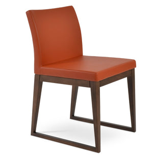Soho Concept Aria Sled Wood Dining Chair - Luxurious Upholstery & Solid Beech Base - 10-year Guarantee, Stylish Design Walnut  Soho-concept-dining-chair-00464