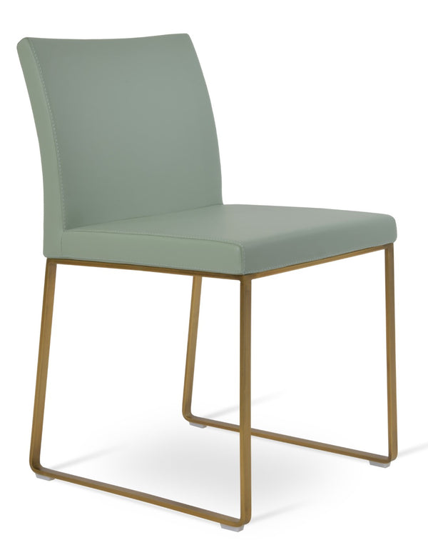 Soho Concept Aria Sleek Sled Dining Chair With Chrome & Brass Finishes – Durable Comfort, 5-year Guarantee! Gold,Brass  Soho-concept-dining-chair-00469