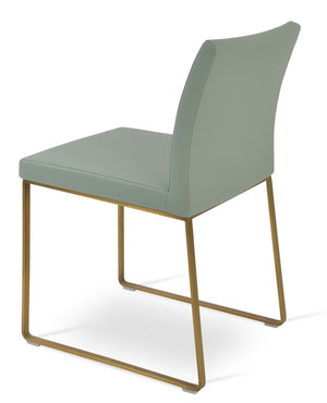 Soho Concept Aria Sleek Sled Dining Chair With Chrome & Brass Finishes – Durable Comfort, 5-year Guarantee! Gold,Brass  Soho-concept-dining-chair-00470