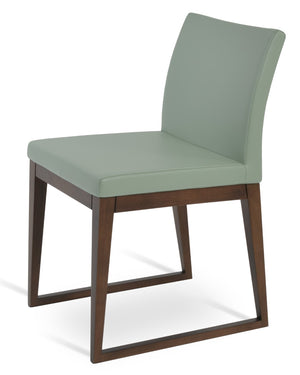 Soho Concept Aria Sled Wood Dining Chair - Elegant Beech Base, Soft Leatherette, 2-year Guarantee, 350 Lbs Capacity Walnut  Soho-concept-dining-chair-00468
