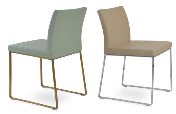 Soho Concept Aria Sleek Sled Dining Chair With Chrome & Brass Finishes – Durable Comfort, 5-year Guarantee! Gold,Brass  Soho-concept-dining-chair-00478