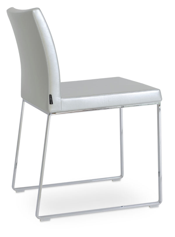 Soho Concept Aria Sled Dining Chair - Stylish Chrome Base, Soft Ppm-fr Leatherette, 2-year Guarantee, 350 Lbs Capacity Chrome,Silver  Soho-concept-dining-chair-00554