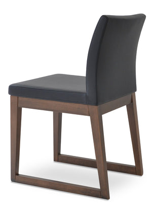 Soho Concept Aria Sled Wood Dining Chair - Elegant Beech Base, Soft Leatherette, 2-year Guarantee, 350 Lbs Capacity Walnut,Black  Soho-concept-dining-chair-00547