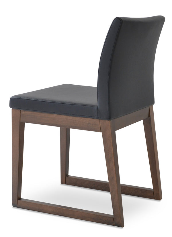 Soho Concept Aria Sled Wood Dining Chair - Elegant Beech Base, Soft Leatherette, 2-year Guarantee, 350 Lbs Capacity Walnut,Black  Soho-concept-dining-chair-00547
