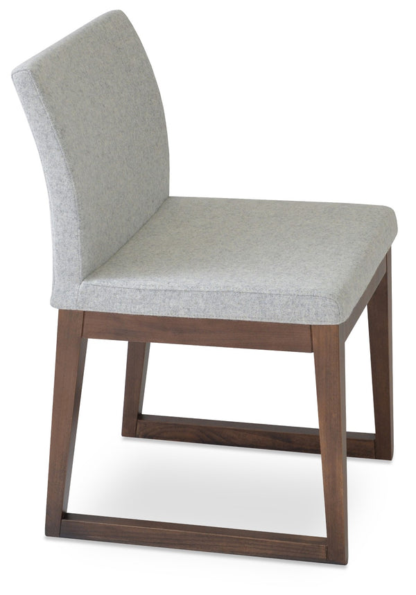 Soho Concept Aria Sled Wood Dining Chair - Premium Camira Yoredale Fabric, 10-year Guarantee, Elegant Walnut Finish Walnut,Silver  Soho-concept-dining-chair-00549
