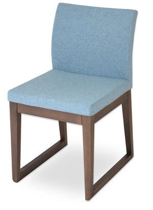 Soho Concept Aria Sled Wood Dining Chair - Elegant Walnut Finish, Camira Era Fabric, 10-year Guarantee, Durable Design Walnut,Blue  Soho-concept-dining-chair-00550