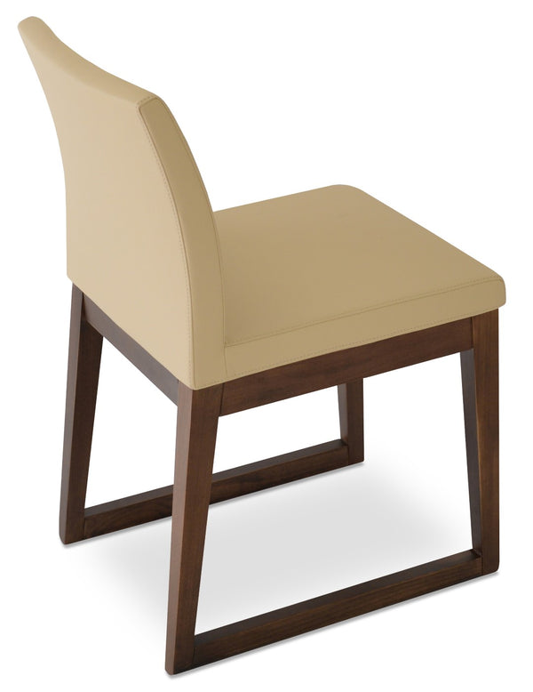 Soho Concept Aria Sled Wood Dining Chair - Elegant Beech Base, Soft Leatherette, 2-year Guarantee, 350 Lbs Capacity Walnut  Soho-concept-dining-chair-00552