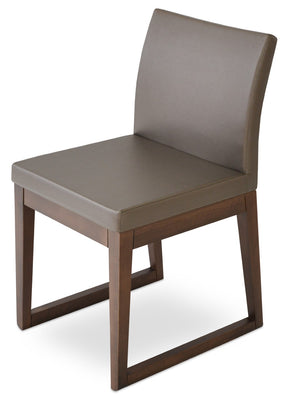 Soho Concept Aria Sled Wood Dining Chair - Luxurious Upholstery & Solid Beech Base - 10-year Guarantee, Stylish Design Walnut  Soho-concept-dining-chair-00553
