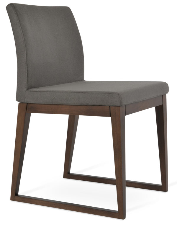 Soho Concept Aria Sled Wood Dining Chair - Luxurious Upholstery & Solid Beech Base - 10-year Guarantee, Stylish Design Walnut,Grey  Soho-concept-dining-chair-00480