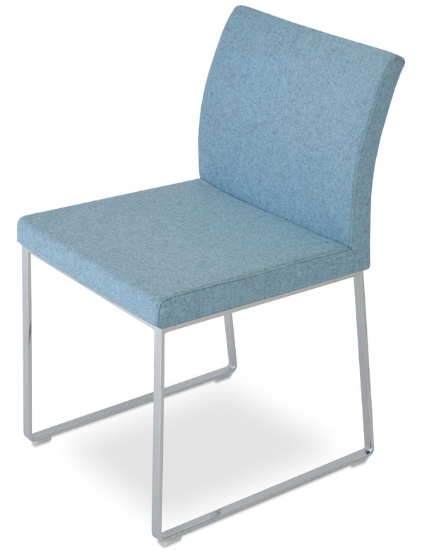 Soho Concept Aria Sled Dining Chair In Camira Era Fabric - Elegant Chrome Finish With 10-year Guarantee & Durability Chrome,Blue  Soho-concept-dining-chair-00502