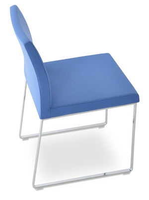 Soho Concept Aria Sled Dining Chair In Camira Era Fabric - Elegant Chrome Finish With 10-year Guarantee & Durability Chrome,Blue  Soho-concept-dining-chair-00500