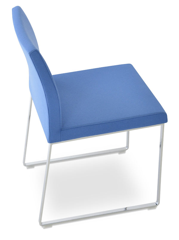 Soho Concept Aria Sled Dining Chair In Camira Era Fabric - Elegant Chrome Finish With 10-year Guarantee & Durability Chrome,Blue  Soho-concept-dining-chair-00500