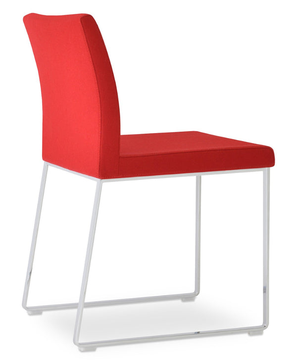 Soho Concept Aria Sled Dining Chair In Camira Era Fabric - Elegant Chrome Finish With 10-year Guarantee & Durability Chrome,Red  Soho-concept-dining-chair-00499