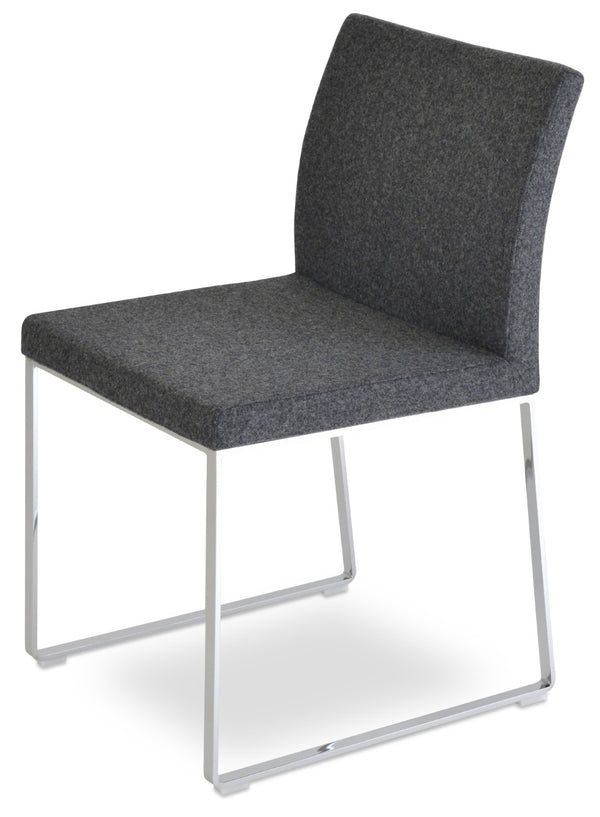 Soho Concept Aria Sled Dining Chair In Camira Era Fabric - Elegant Chrome Finish With 10-year Guarantee & Durability Chrome,Dark Grey  Soho-concept-dining-chair-00497