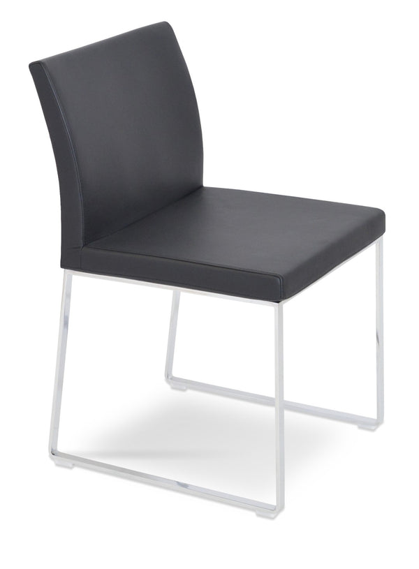 Soho Concept Aria Sled Dining Chair - Stylish Chrome Base, Soft Ppm-fr Leatherette, 2-year Guarantee, 350 Lbs Capacity Chrome,Black  Soho-concept-dining-chair-00494