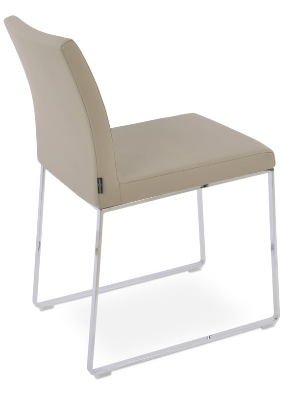 Soho Concept Aria Sled Dining Chair - Stylish Chrome Base, Soft Ppm-fr Leatherette, 2-year Guarantee, 350 Lbs Capacity Chrome  Soho-concept-dining-chair-00495