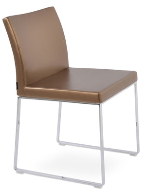 Soho Concept Aria Sled Dining Chair - Stylish Chrome Base, Soft Ppm-fr Leatherette, 2-year Guarantee, 350 Lbs Capacity Chrome,Gold  Soho-concept-dining-chair-00496