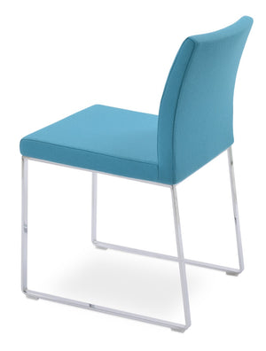 Soho Concept Aria Sled Dining Chair In Camira Blazer Wool - Stylish, Durable, 10-year Guarantee, 350 Lbs Capacity Chrome,Turquoise  Soho-concept-dining-chair-00482