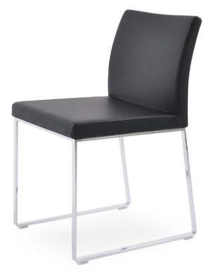 Soho Concept Aria Sled Dining Chair - Stylish Chrome Base, Soft Ppm-fr Leatherette, 2-year Guarantee, 350 Lbs Capacity Chrome,Black  Soho-concept-dining-chair-00483