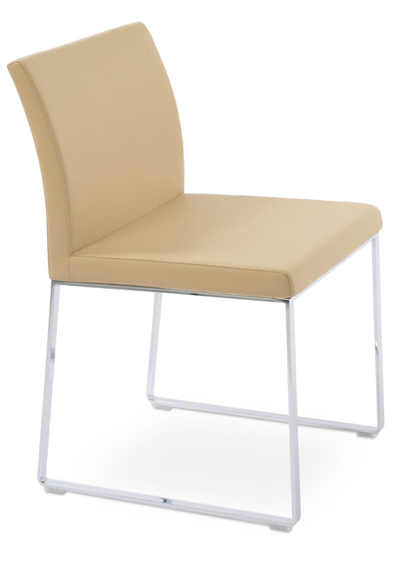 Soho Concept Aria Sled Dining Chair - Stylish Chrome Base, Soft Ppm-fr Leatherette, 2-year Guarantee, 350 Lbs Capacity Chrome  Soho-concept-dining-chair-00484