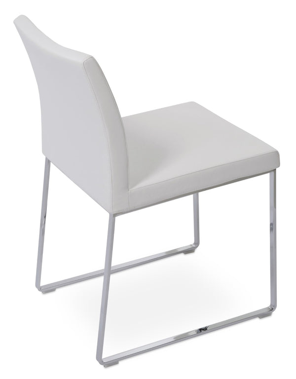 Soho Concept Aria Sled Dining Chair - Stylish Chrome Base, Soft Ppm-fr Leatherette, 2-year Guarantee, 350 Lbs Capacity Chrome,White  Soho-concept-dining-chair-00485