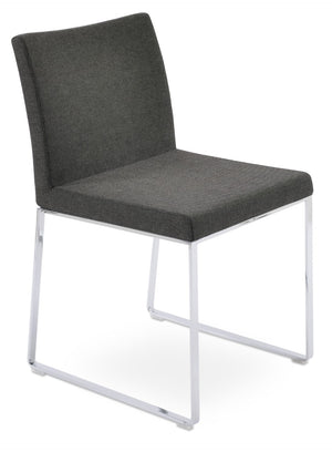 Soho Concept Aria Sled Dining Chair - Luxurious Upholstery, Durable Metal Base, 10-year Guarantee For Elegance Chrome,Black  Soho-concept-dining-chair-00486