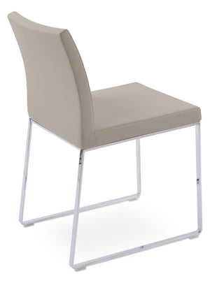 Soho Concept Aria Sled Dining Chair - Stylish Chrome Base, Soft Ppm-fr Leatherette, 2-year Guarantee, 350 Lbs Capacity Chrome  Soho-concept-dining-chair-00488