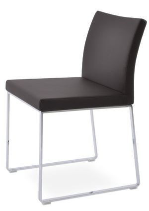 Soho Concept Aria Sled Dining Chair - Stylish Chrome Base, Soft Ppm-fr Leatherette, 2-year Guarantee, 350 Lbs Capacity Chrome,Brown  Soho-concept-dining-chair-00489