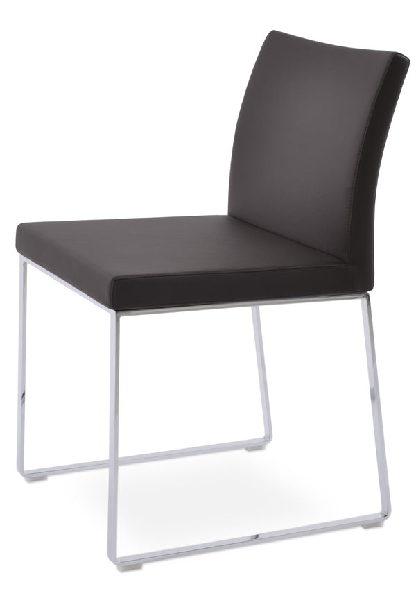 Soho Concept Aria Sled Dining Chair - Stylish Chrome Base, Soft Ppm-fr Leatherette, 2-year Guarantee, 350 Lbs Capacity Chrome,Brown  Soho-concept-dining-chair-00489