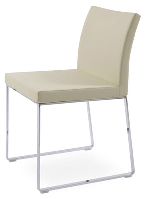 Soho Concept Aria Sled Dining Chair - Stylish Chrome Base, Soft Ppm-fr Leatherette, 2-year Guarantee, 350 Lbs Capacity Chrome,Cream  Soho-concept-dining-chair-00490