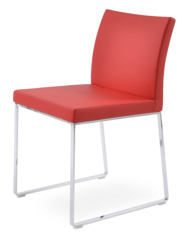 Soho Concept Aria Sled Dining Chair - Stylish Chrome Base, Soft Ppm-fr Leatherette, 2-year Guarantee, 350 Lbs Capacity Chrome,Red  Soho-concept-dining-chair-00491