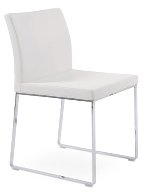 Soho Concept Aria Sled Dining Chair - Stylish Chrome Base, Soft Ppm-fr Leatherette, 2-year Guarantee, 350 Lbs Capacity Chrome,White  Soho-concept-dining-chair-00492
