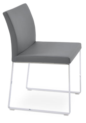 Soho Concept Aria Sled Dining Chair - Stylish Chrome Base, Soft Ppm-fr Leatherette, 2-year Guarantee, 350 Lbs Capacity Chrome,Grey  Soho-concept-dining-chair-00487