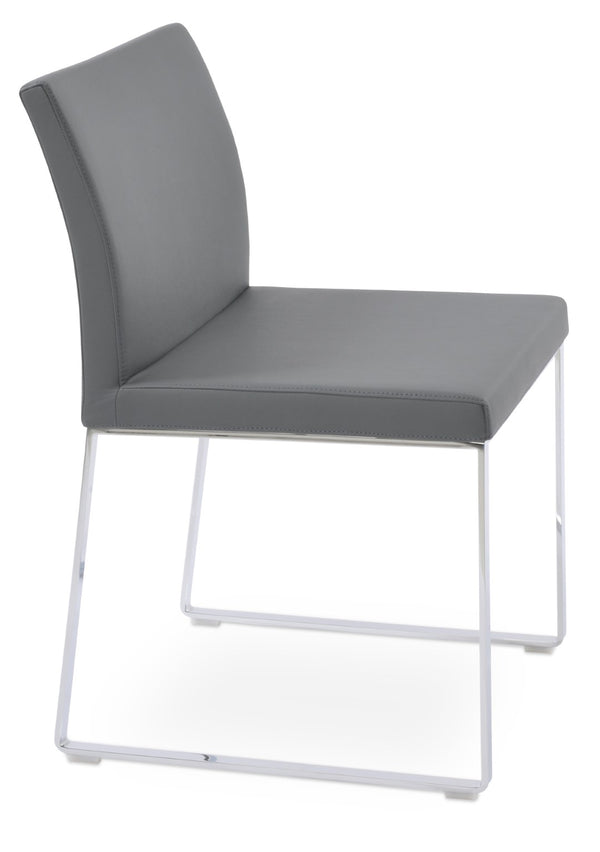 Soho Concept Aria Sled Dining Chair - Stylish Chrome Base, Soft Ppm-fr Leatherette, 2-year Guarantee, 350 Lbs Capacity Chrome,Grey  Soho-concept-dining-chair-00487