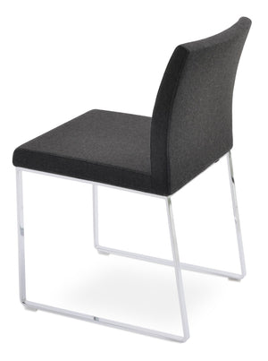Soho Concept Aria Sled Dining Chair In Camira Blazer Wool - Stylish, Durable, 10-year Guarantee, 350 Lbs Capacity Chrome  Soho-concept-dining-chair-00493