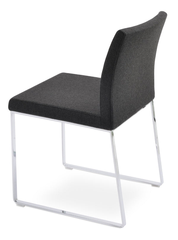 Soho Concept Aria Sled Dining Chair In Camira Blazer Wool - Stylish, Durable, 10-year Guarantee, 350 Lbs Capacity Chrome  Soho-concept-dining-chair-00493