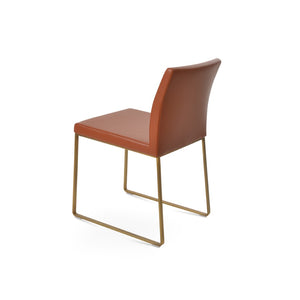 Soho Concept Aria Sled Dining Chair - Stylish Chrome Base, Soft Ppm-fr Leatherette, 2-year Guarantee, 350 Lbs Capacity Brass  Soho-concept-dining-chair-00511