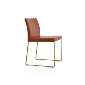 Soho Concept Aria Sled Dining Chair - Stylish Chrome Base, Soft Ppm-fr Leatherette, 2-year Guarantee, 350 Lbs Capacity Brass  Soho-concept-dining-chair-00511