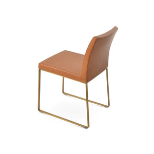 Soho Concept Aria Sled Dining Chair - Stylish Chrome Base, Soft Ppm-fr Leatherette, 2-year Guarantee, 350 Lbs Capacity Brass  Soho-concept-dining-chair-00508