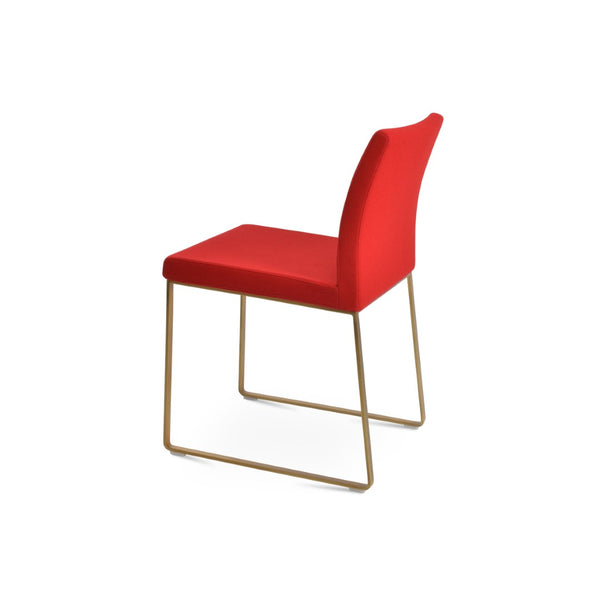 Soho Concept Aria Sled Dining Chair In Camira Blazer Wool - Stylish, Durable, 10-year Guarantee, 350 Lbs Capacity Brass,Red  Soho-concept-dining-chair-00507